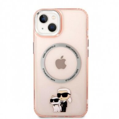 Dėklas Karl Lagerfeld Iconic Karl&amp;Choupette Magsafe KLHMP14MHNKCIP iPhone 14 Plus Rožinis 2