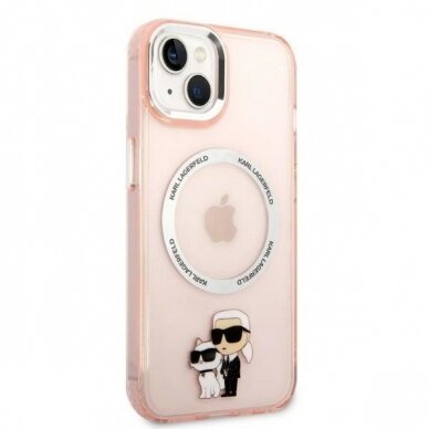 Dėklas Karl Lagerfeld Iconic Karl&amp;Choupette Magsafe KLHMP14MHNKCIP iPhone 14 Plus Rožinis 3