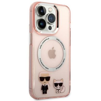 Dėklas Karl Lagerfeld Choupette Aluminum Magsafe KLHMP14XHKCP iPhone 14 Pro Max Rožinis 3