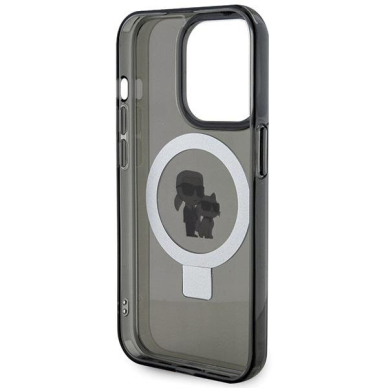 Originalus dėklas Karl Lagerfeld KLHMP15LHMRSKCK iPhone 15 Pro 6.1  Juodas hardcase Ring Stand Karl&amp Choupette MagSafe 6