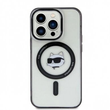 Karl Lagerfeld KLHMP15SHCHNOTK iPhone 15 6.1&quot; Permatomas hardcase IML Choupette`s Head MagSafe