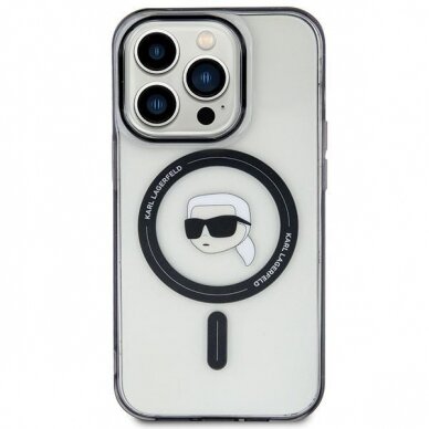 Karl Lagerfeld KLHMP15SHKHNOTK iPhone 15 6.1" transparent hardcase IML Karl`s Head MagSafe