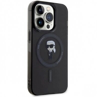 Originalus Karl Lagerfeld Dėklas KLHMP15XHFCKNOK iPhone 15 Pro Max 6.7 Juodas/Juodas hardcase IML Ikonik MagSafe 3