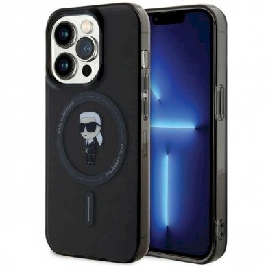 Originalus Karl Lagerfeld Dėklas KLHMP15XHFCKNOK iPhone 15 Pro Max 6.7 Juodas/Juodas hardcase IML Ikonik MagSafe