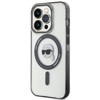 Originalus dėklas Karl Lagerfeld KLHMP15XHKHNOTK iPhone 15 Pro Max 6.7  Permatomas hardcase IML Karl`s Head MagSafe 1