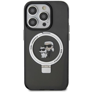 Originalus dėklas Karl Lagerfeld KLHMP15XHMRSKCK iPhone 15 Pro Max 6.7  Juodas hardcase Ring Stand Karl&amp Choupette MagSafe 2