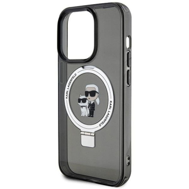 Originalus dėklas Karl Lagerfeld KLHMP15XHMRSKCK iPhone 15 Pro Max 6.7  Juodas hardcase Ring Stand Karl&amp Choupette MagSafe 5