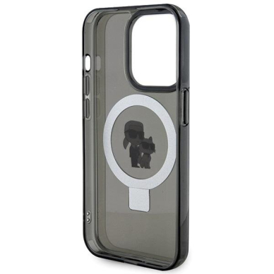 Originalus dėklas Karl Lagerfeld KLHMP15XHMRSKCK iPhone 15 Pro Max 6.7  Juodas hardcase Ring Stand Karl&amp Choupette MagSafe 6