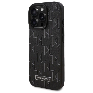 Dėklas Karl Lagerfeld Leather Monogram Metal Logo MagSafe  iPhone 16 Pro Max - Juodas 1