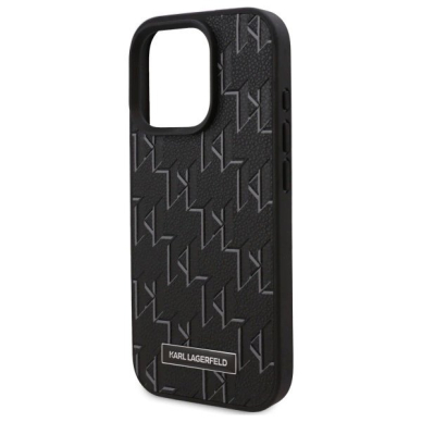 Dėklas Karl Lagerfeld Leather Monogram Metal Logo MagSafe  iPhone 16 Pro Max - Juodas 5