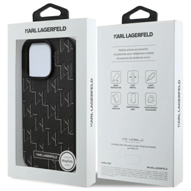 Dėklas Karl Lagerfeld Leather Monogram Metal Logo MagSafe  iPhone 16 Pro Max - Juodas 7