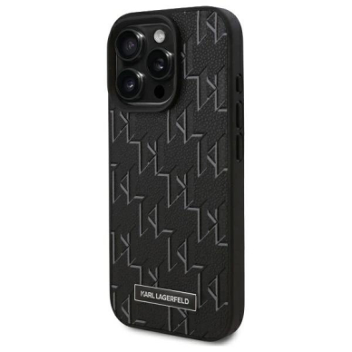 Dėklas Karl Lagerfeld Leather Monogram Metal Logo MagSafe iPhone 16 Pro  - Juodas 1