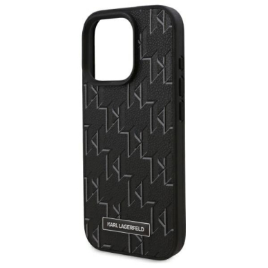 Dėklas Karl Lagerfeld Leather Monogram Metal Logo MagSafe iPhone 16 Pro  - Juodas 5