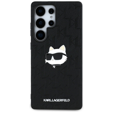 Karl Lagerfeld Leather Monogram Pin Logo Choupette Head Samsung Galaxy S25 Ultra Dėklas Juodas 2