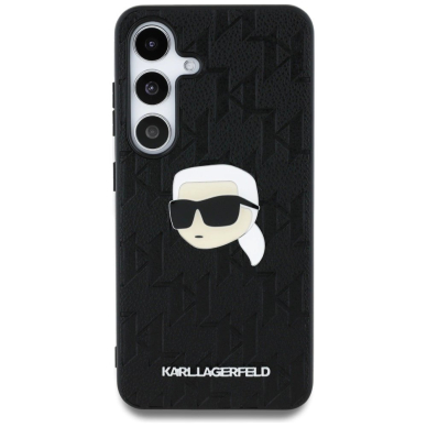 Karl Lagerfeld Leather Monogram Pin Logo Karl Head Samsung Galaxy S25 Dėklas Juodas 2