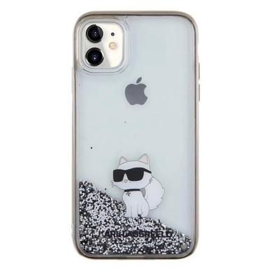 Karl Lagerfeld Liquid Glitter Choupette dėklas skirtas iPhone 11 / Xr - Permatomas 2