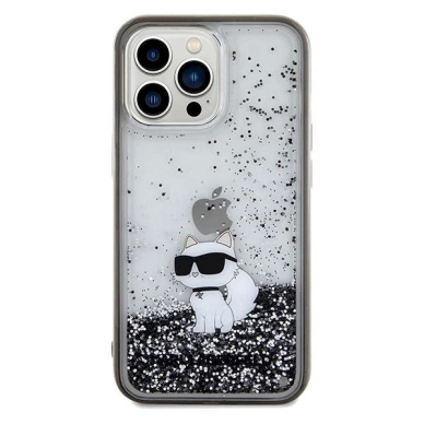 Karl Lagerfeld Liquid Glitter Choupette dėklas skirtas iPhone 13 Pro / 13 - Permatomas 2