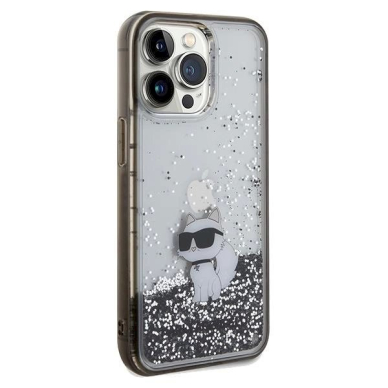 Karl Lagerfeld Liquid Glitter Choupette dėklas skirtas iPhone 13 Pro / 13 - Permatomas 3