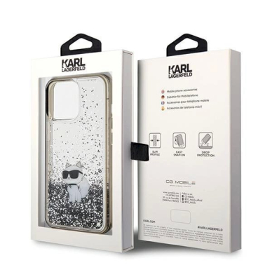 Karl Lagerfeld Liquid Glitter Choupette dėklas skirtas iPhone 13 Pro / 13 - Permatomas 7