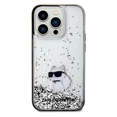 Karl Lagerfeld Liquid Glitter Choupette dėklas skirtas iPhone 14 Pro Max - Permatomas 2