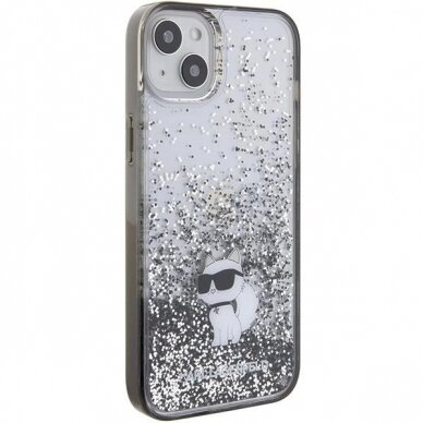 Karl Lagerfeld Liquid Glitter Choupette dėklas skirtas iPhone 15 Plus - Permatomas 3