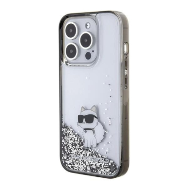 Karl Lagerfeld Liquid Glitter Choupette dėklas skirtas iPhone 15 Pro Max - Permatomas 1