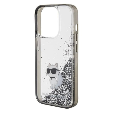 Karl Lagerfeld Liquid Glitter Choupette dėklas skirtas iPhone 15 Pro Max - Permatomas 5