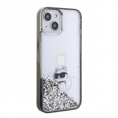 Karl Lagerfeld Liquid Glitter Choupette dėklas skirtas iPhone 15 - Permatomas 3