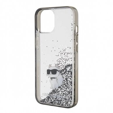 Karl Lagerfeld Liquid Glitter Choupette dėklas skirtas iPhone 15 - Permatomas 5