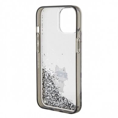 Karl Lagerfeld Liquid Glitter Choupette dėklas skirtas iPhone 15 - Permatomas 6