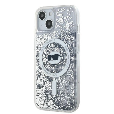 Karl Lagerfeld Liquid Glitter Choupette Head MagSafe dėklas iPhone 13 - Permatomas 1