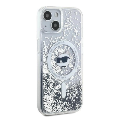 Karl Lagerfeld Liquid Glitter Choupette Head MagSafe dėklas iPhone 14 / 15 / 13 - Permatomas 3