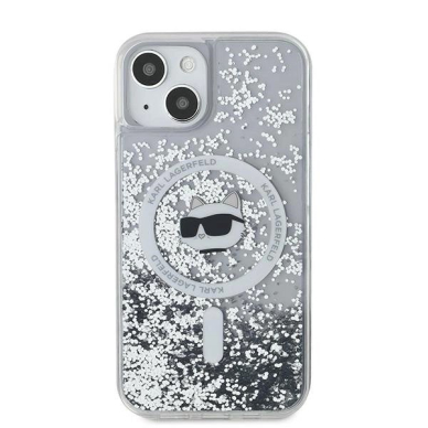 Karl Lagerfeld Liquid Glitter Choupette Head MagSafe dėklas iPhone 15 / 14 / 13 - Permatomas 2