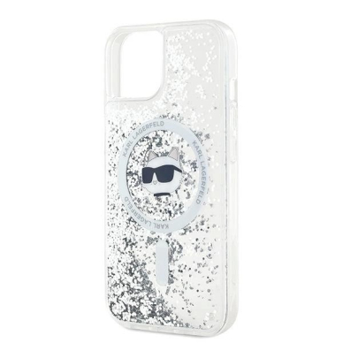 Karl Lagerfeld Liquid Glitter Choupette Head MagSafe dėklas iPhone 15 / 14 / 13 - Permatomas 5