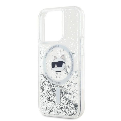 Karl Lagerfeld Liquid Glitter Choupette Head MagSafe dėklas iPhone 15 Pro Max - Permatomas 5