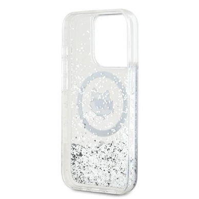 Karl Lagerfeld Liquid Glitter Choupette Head MagSafe dėklas iPhone 15 Pro Max - Permatomas 6