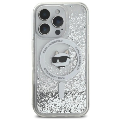 Dėklas Karl Lagerfeld Liquid Glitter Choupette Head Magsafe  iPhone 16 Pro Max - Skaidrus 2