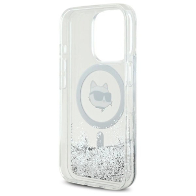 Dėklas Karl Lagerfeld Liquid Glitter Choupette Head Magsafe iPhone 16 Pro  - Skaidrus 6