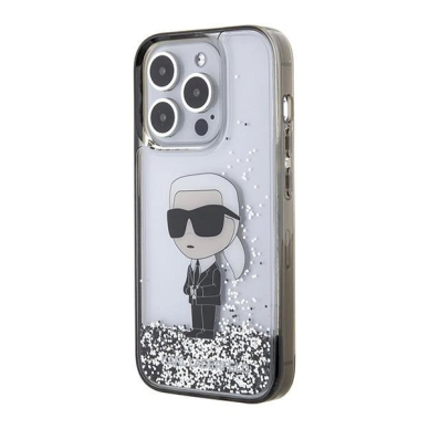 Karl Lagerfeld Liquid Glitter Ikonik dėklas skirtas iPhone 15 Pro - Permatomas 1