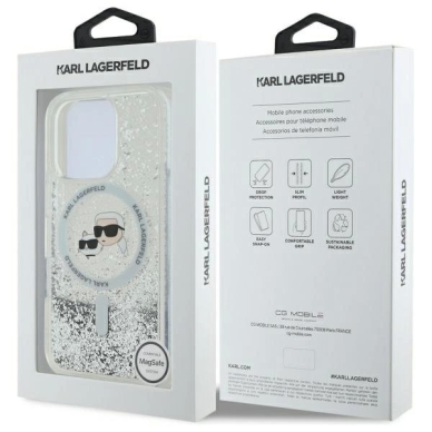 Dėklas Karl Lagerfeld Liquid Glitter Karl  Choupette Head Magsafe  iPhone 16 Pro Max - Skaidrus 7