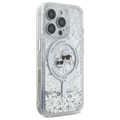 Dėklas Karl Lagerfeld Liquid Glitter Karl  Choupette Head Magsafe iPhone 16 Pro  - Skaidrus 3