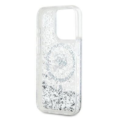 Karl Lagerfeld Liquid Glitter Karl Head MagSafe dėklas iPhone 15 Pro - Permatomas 6