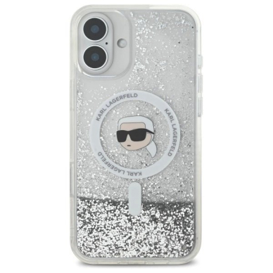 Dėklas Karl Lagerfeld Liquid Glitter Karl Head Magsafe iPhone 16  - Skaidrus 2