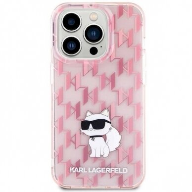 Originalus Karl Lagerfeld Dėklas Monogram ChoupetteiPhone 15 Pro Max - Rožinis 2