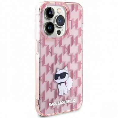 Originalus Karl Lagerfeld Dėklas Monogram ChoupetteiPhone 15 Pro Max - Rožinis 3