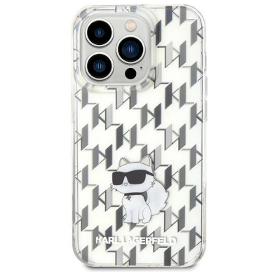 Karl Lagerfeld Monogram Choupette dėklas skirtas iPhone 15 Pro - Permatomas 1