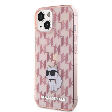 Karl Lagerfeld Monogram Choupette dėklas skirtas iPhone 15 - Rožinis 1