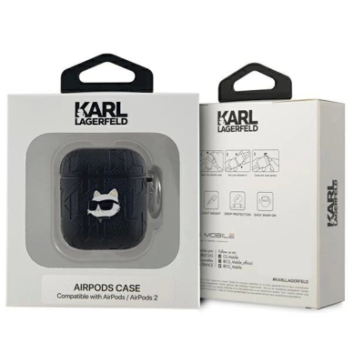 Karl Lagerfeld Monogram Choupette Head dėklas AirPods 1 / 2 - Juodas 2