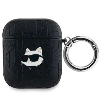 Karl Lagerfeld Monogram Choupette Head dėklas AirPods 1 / 2 - Juodas