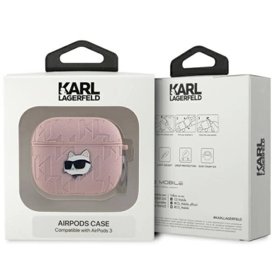 Karl Lagerfeld Monogram Choupette Head dėklas AirPods 3 - Rožinis 2